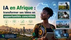 Entrepreneur africain utilisant l’intelligence artificielle pour développer ses projets numériques